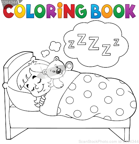 Image of Coloring book sleeping child theme 1