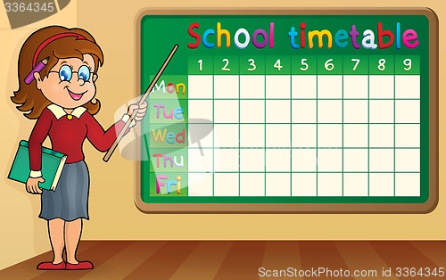 Image of School timetable with woman teacher