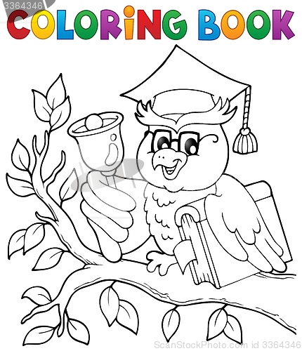 Image of Coloring book owl teacher theme 1