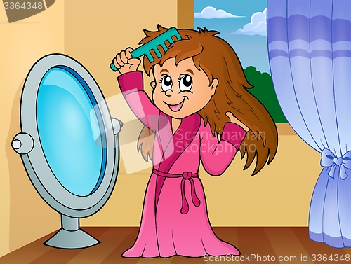 Image of Girl combing hair theme 2