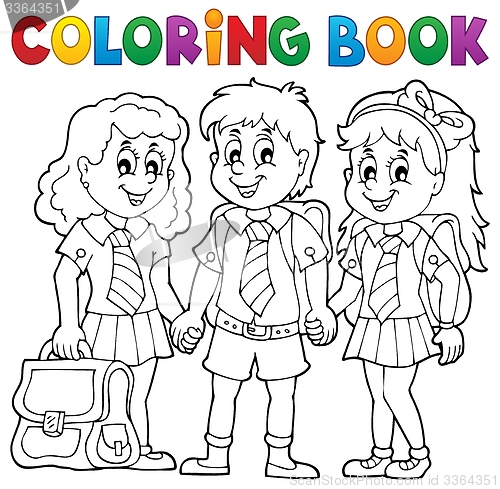 Image of Coloring book with school pupils