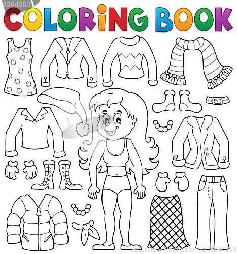 Image of Coloring book girl with clothes theme 2