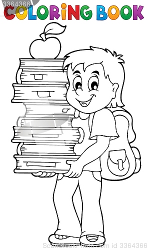 Image of Coloring book with boy holding books