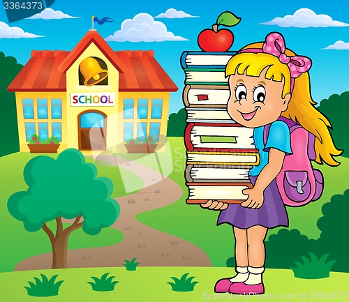 Image of Girl holding books theme image 2