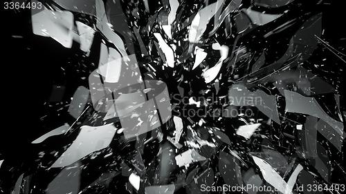 Image of Shattered glass on black with motion blur