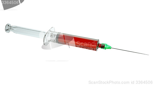 Image of Medical syringe ready for injection isolated 