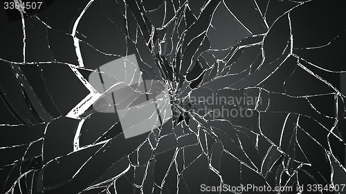 Image of splitted or shatterd glass on black