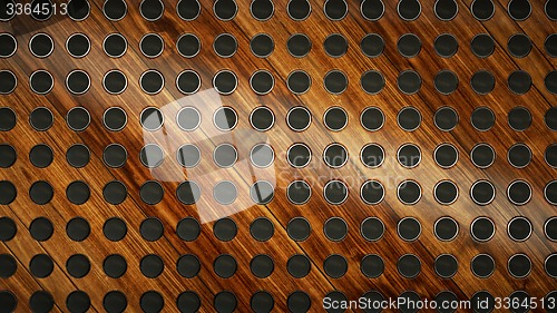 Image of Speakers on wooden background as music and sound concept