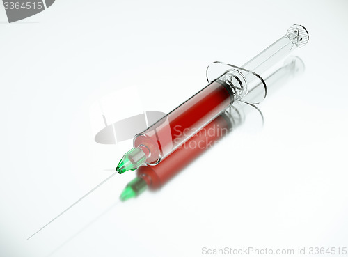 Image of Medical syringe or squirt ready for injection