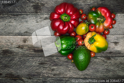 Image of vegetables heart shape as healthy eating concept