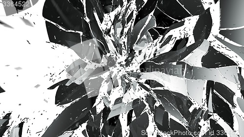 Image of Shattered glass on white with motion blur