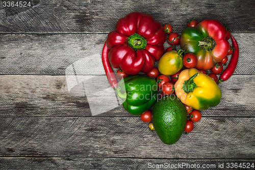 Image of Fresh vegetables heart shape as healthy eating concept