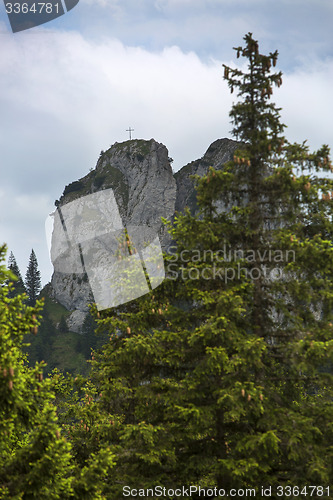 Image of View to a summit cross in Bavarian Alps