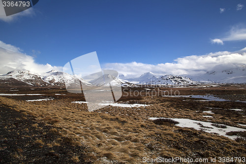 Image of Snowy mountain landscape in Iceland