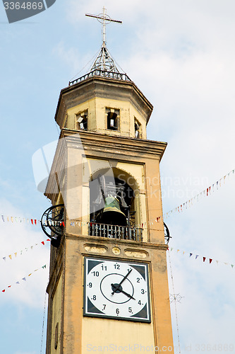 Image of ancien  tower in italy    stone and bell