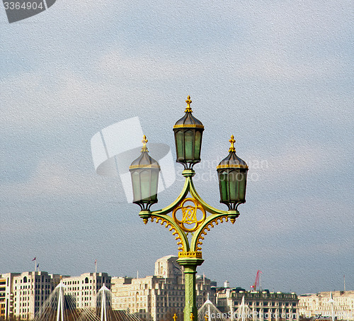 Image of europe in the sky of london lantern and abstract illumination