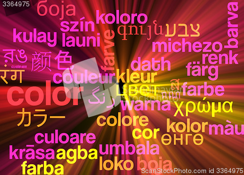 Image of Color multilanguage wordcloud background concept glowing