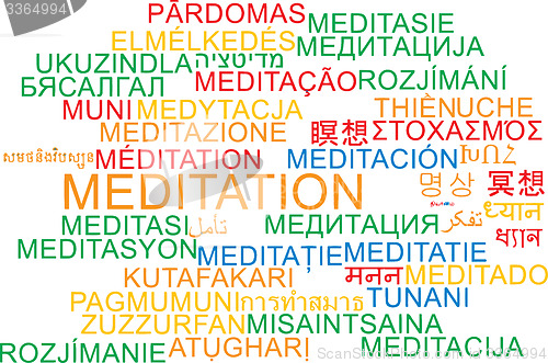 Image of Meditation multilanguage wordcloud background concept