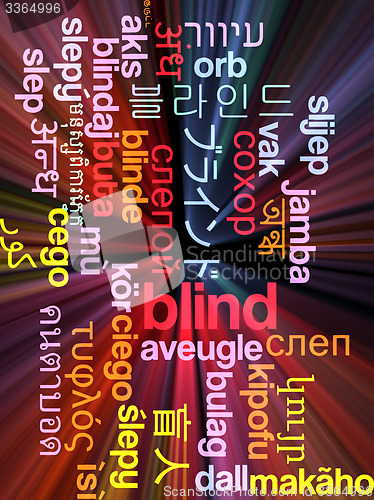 Image of Blind multilanguage wordcloud background concept glowing