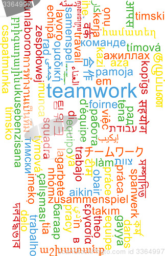 Image of Teamwork multilanguage wordcloud background concept