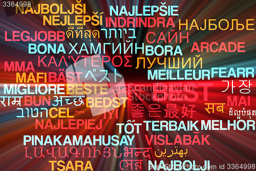 Image of Best multilanguage wordcloud background concept glowing