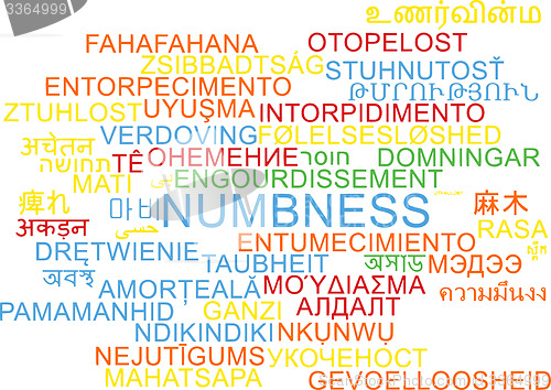 Image of Numbness multilanguage wordcloud background concept