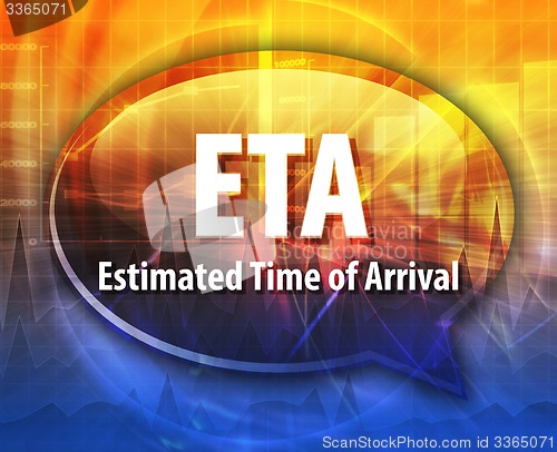 Image of ETA acronym word speech bubble illustration