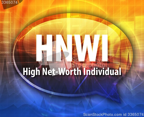 Image of HNWI acronym word speech bubble illustration