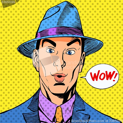 Image of surprised elegant funny man a gentleman in the hat