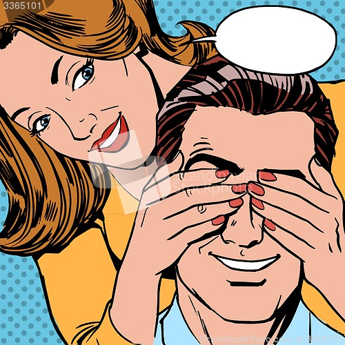 Image of Who is woman closed her eyes man surprise
