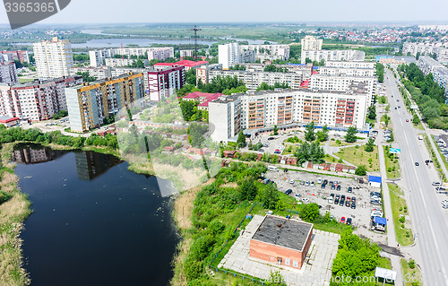 Image of Residential district and Gipsy lake. Tyumen.Russia