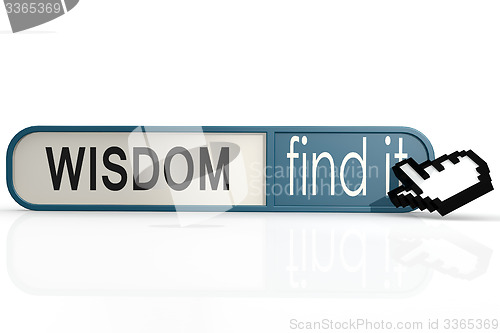 Image of Wisdom word on the blue find it banner