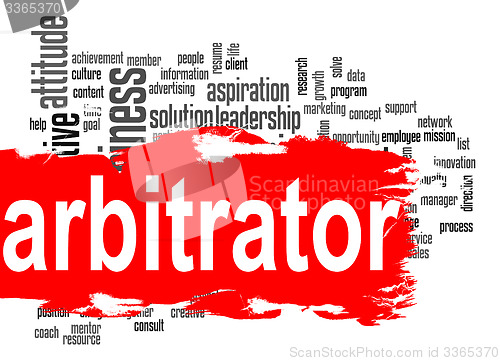 Image of Arbitrator word cloud with red banner