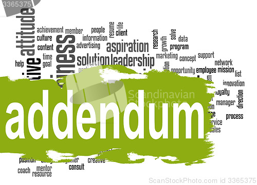 Image of Addendum word cloud with green banner