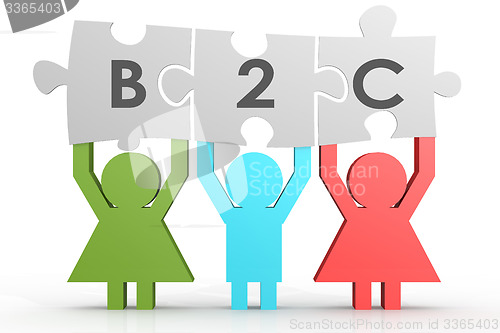 Image of B2C - Business to Consumer puzzle in a line