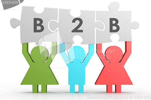 Image of B2B - Business to Business puzzle in a line