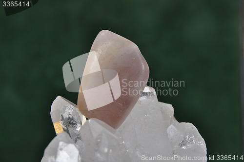 Image of Fluorite on rock crystal