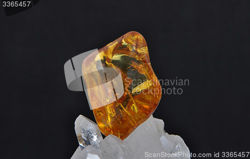 Image of Amber on rock crystal