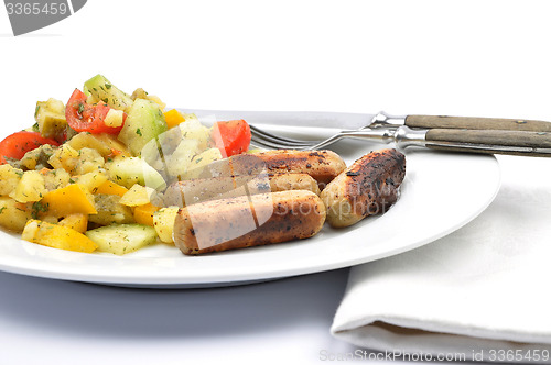 Image of Mixed Potato salad with sausages
