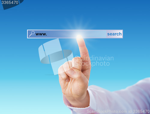 Image of Index Finger Touching A Void Search Engine Tool