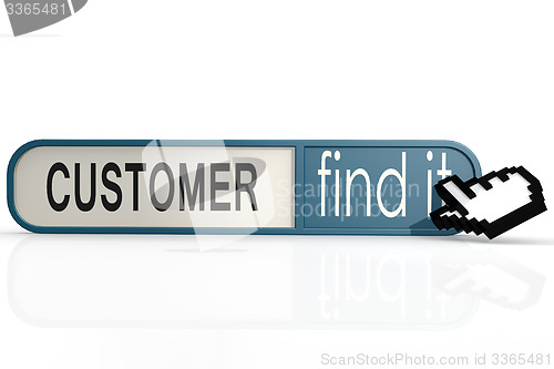 Image of Customer word on the blue find it banner