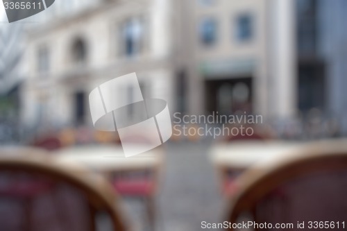 Image of Blurred cafe on street of european city