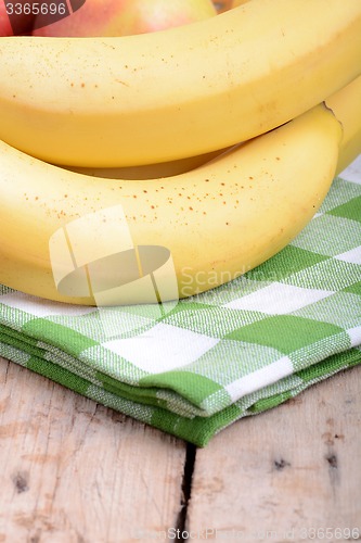 Image of bananas and apples close up, health food concept