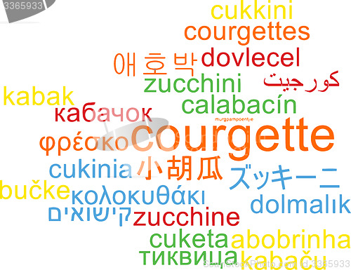 Image of Courgette multilanguage wordcloud background concept