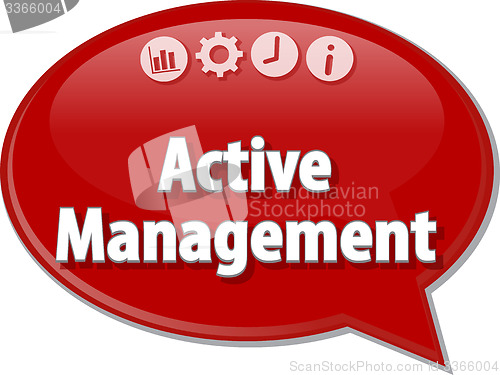 Image of Active management Business term speech bubble illustration
