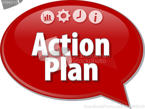 Image of Action plan Business term speech bubble illustration