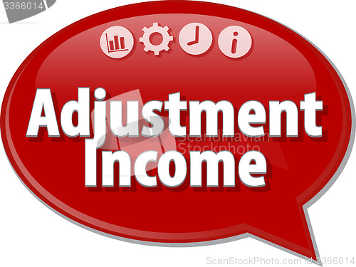 Image of Adjustment Income Business term speech bubble illustration