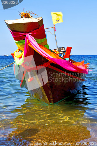 Image of boat prow asia   the  kho      thailand  and  sea 
