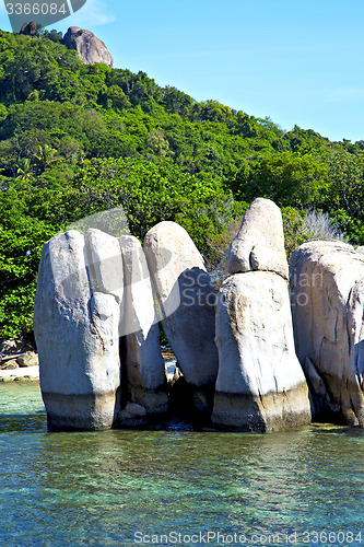 Image of  blue lagoon  stone in thailand kho  of a  water   south china s