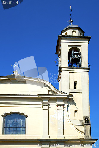 Image of caidate old  and church tower bell sunny day